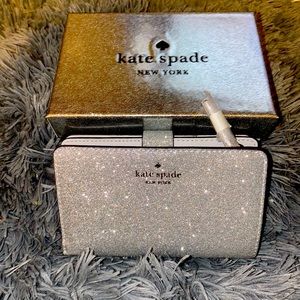 Kate Spade silver glitter wallet
